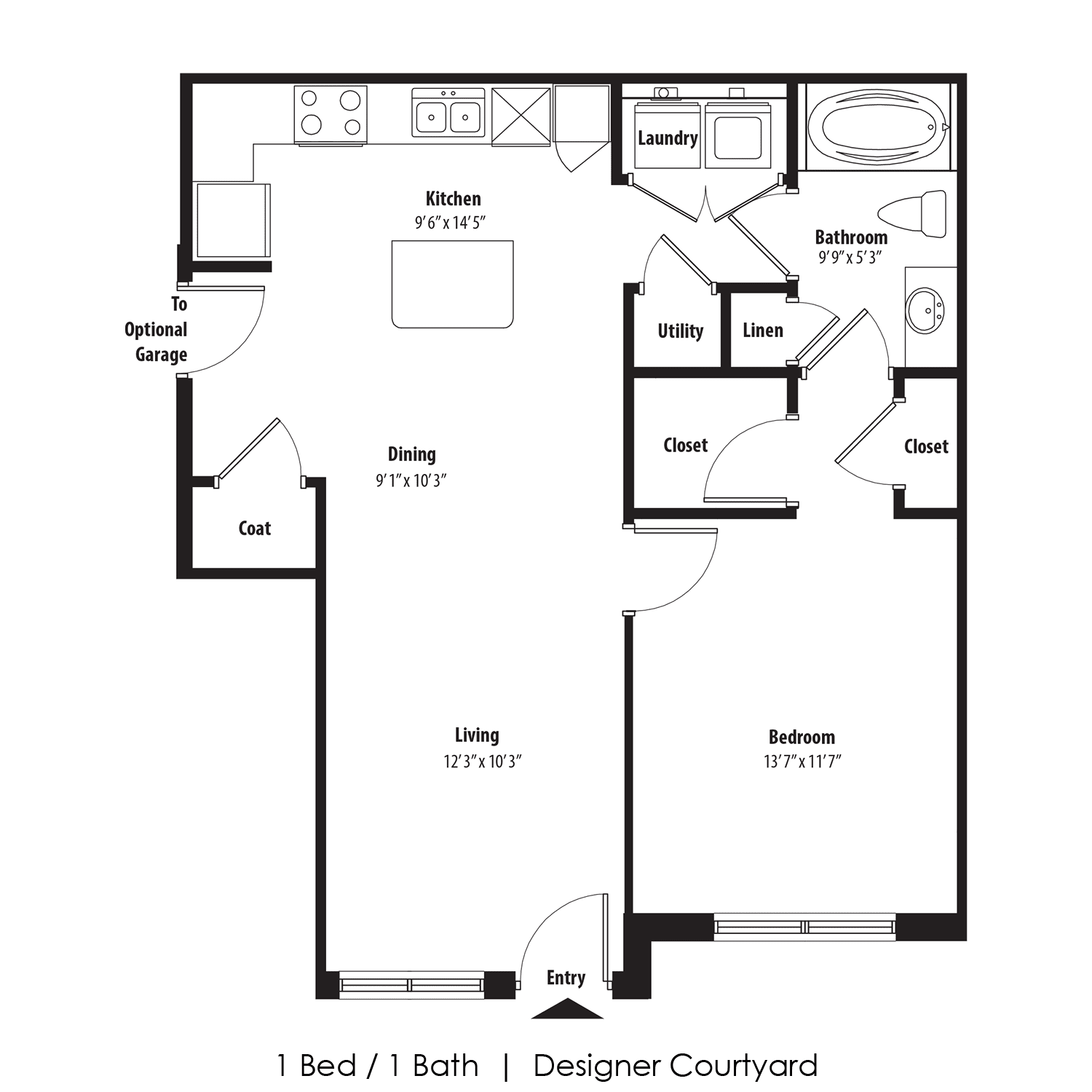 1 Bedroom Floor Plan at Legacy Commons, Omaha